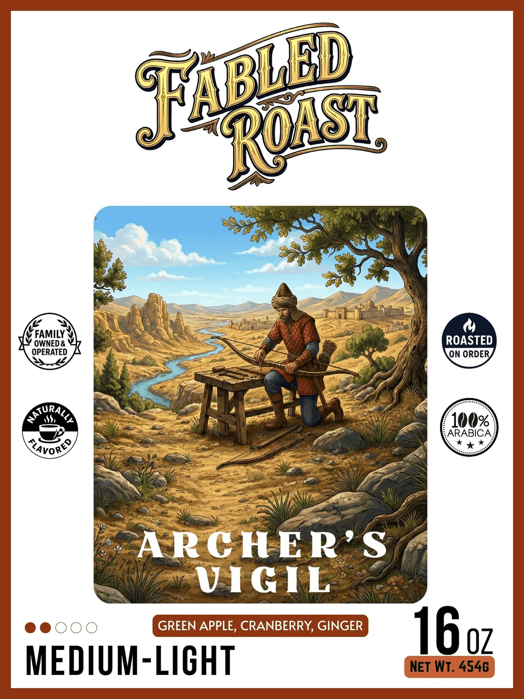 Archer's Vigil | Medium - Light Roast Flavored Coffee Blend - Fabled Roast coffee
