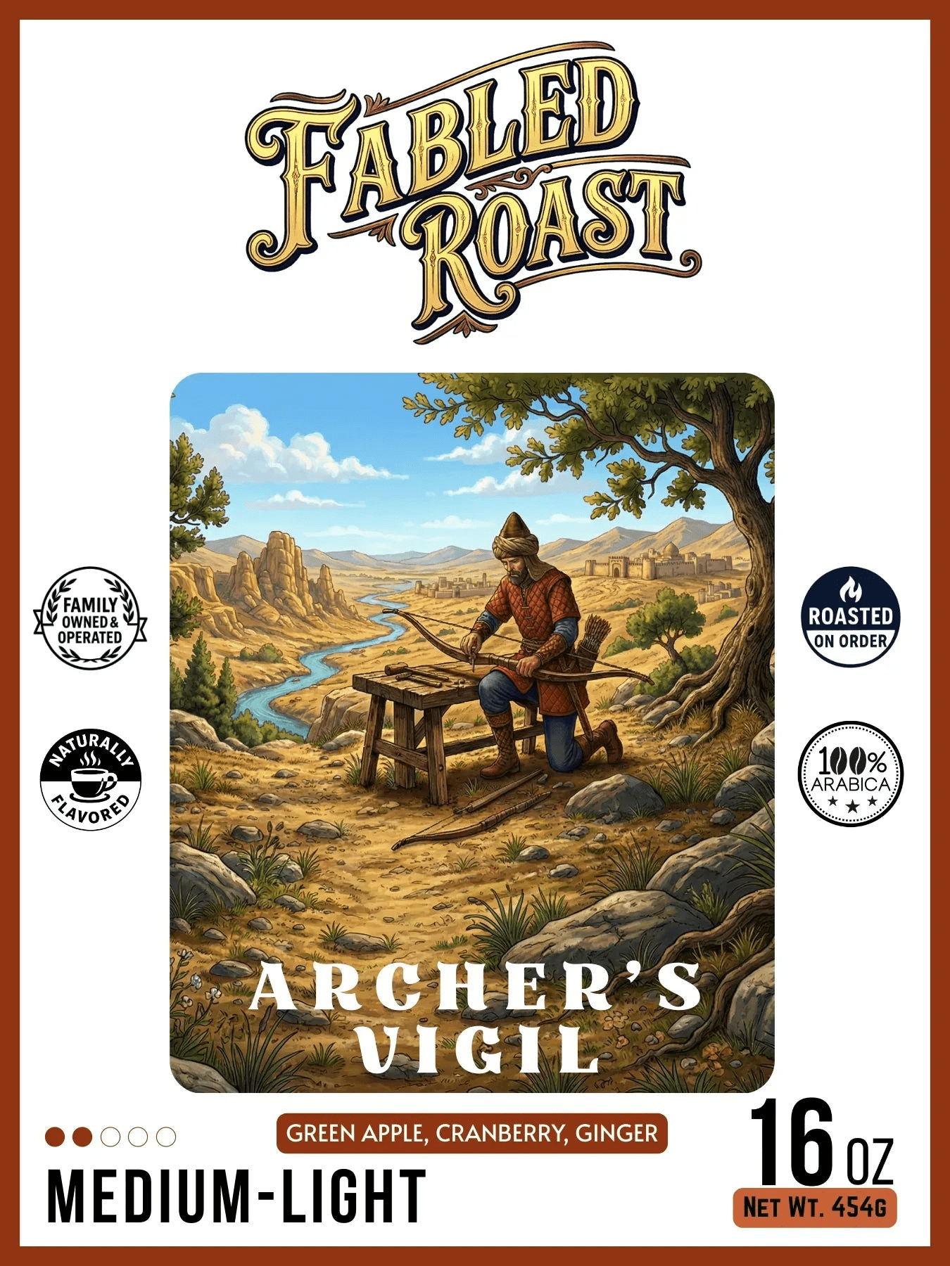 Archer's Vigil | Medium - Light Roast Flavored Coffee Blend - Fabled Roast coffee
