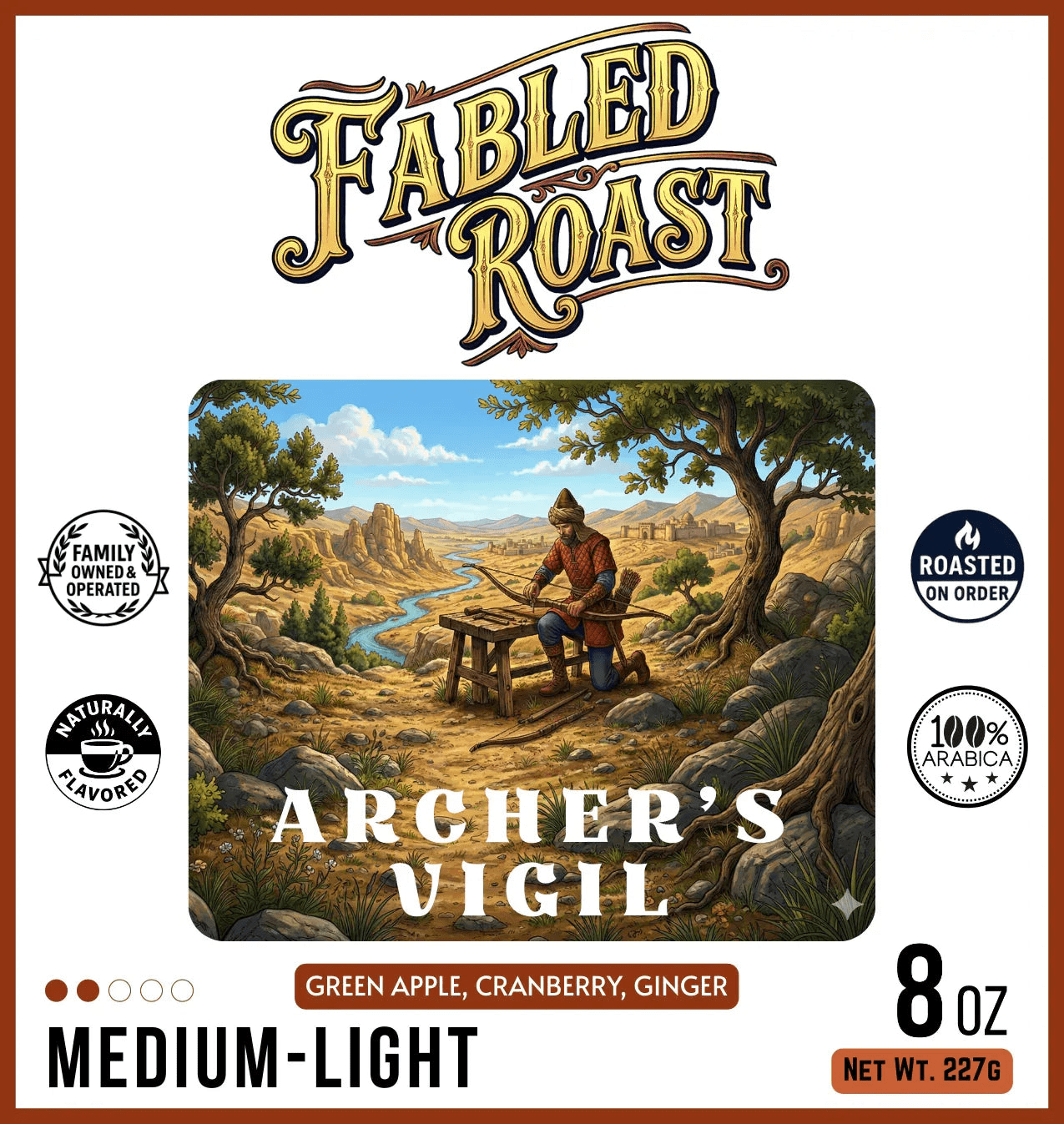 Archer's Vigil | Medium - Light Roast Flavored Coffee Blend - Fabled Roast coffee